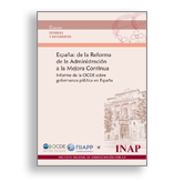 Portada España: de la reforma de la Administración a la mejora continua Informe de la OCDE sobre gobernanza pública en España