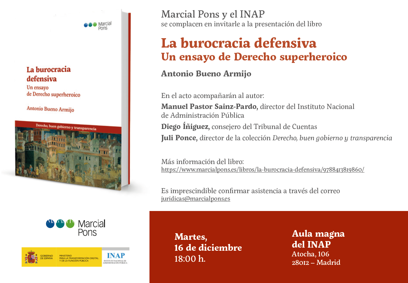 Invitación al acto de presentación del libro La burocracia defensiva.